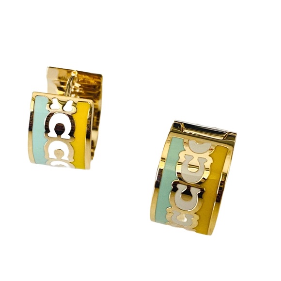 NEW Coach Buttercup Huggies Earrings on Card w/Dust Bag Rtl $115 - Picture 7 of 7